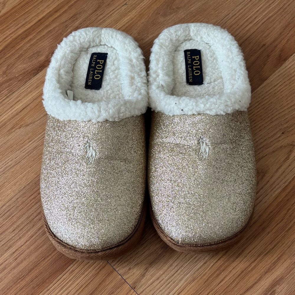 Polo Ralph Lauren Glittery Gold Slippers